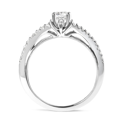 14K White Gold 5/8 Cttw Diamond Split Shank Engagement Ring  (G-H Color, VS2-SI1 Clarity) - Size 7 Bids.com