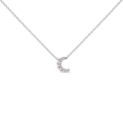 10K White Gold Diamond Accented Crescent Moon Shaped 18" Inch Pendant Necklace (H-I Color, I1-I2 Clarity) Bids.com
