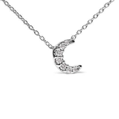 10K White Gold Diamond Accented Crescent Moon Shaped 18" Inch Pendant Necklace (H-I Color, I1-I2 Clarity) Bids.com