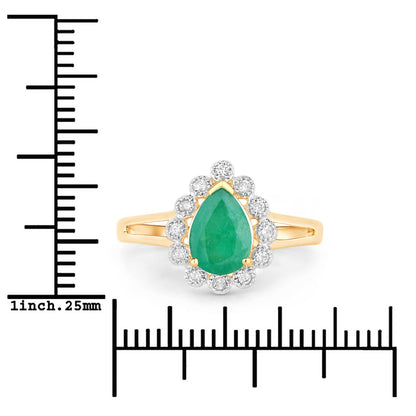 1.22 Carat Genuine Zambian Emerald and White Diamond 14K Yellow Gold Ring Bids.com