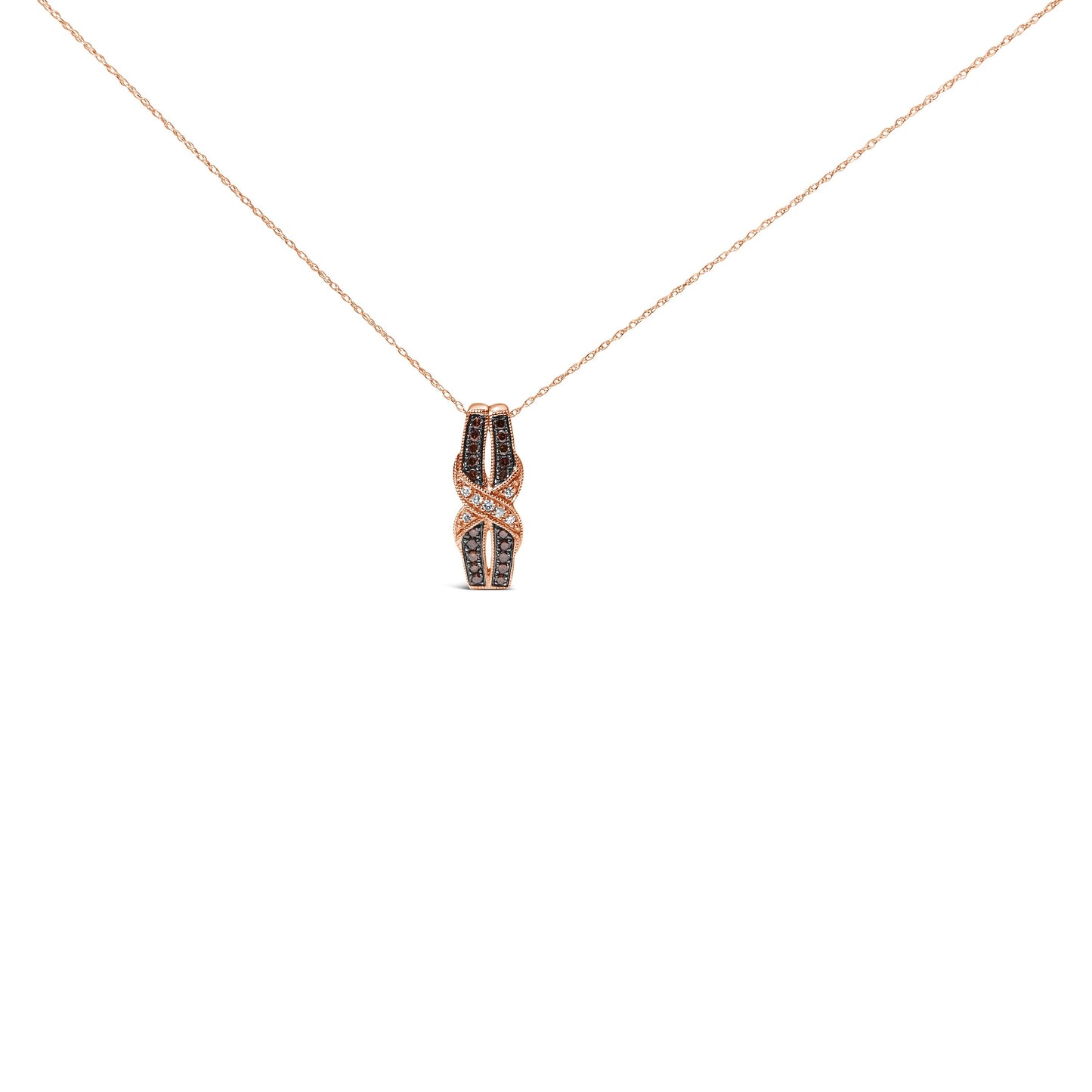 10K Rose Gold 1/4 Cttw White and Chocolate Brown Diamond Infinity Twist Pendant Necklace (I-J Color, I1-I2 Clarity) Bids.com