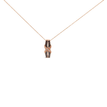 10K Rose Gold 1/4 Cttw White and Chocolate Brown Diamond Infinity Twist Pendant Necklace (I-J Color, I1-I2 Clarity) Bids.com