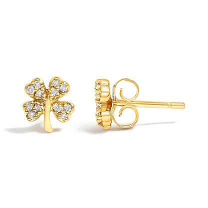 10K Yellow Gold Diamond Accent 4 Leaf Clover Stud Earrings Bids.com