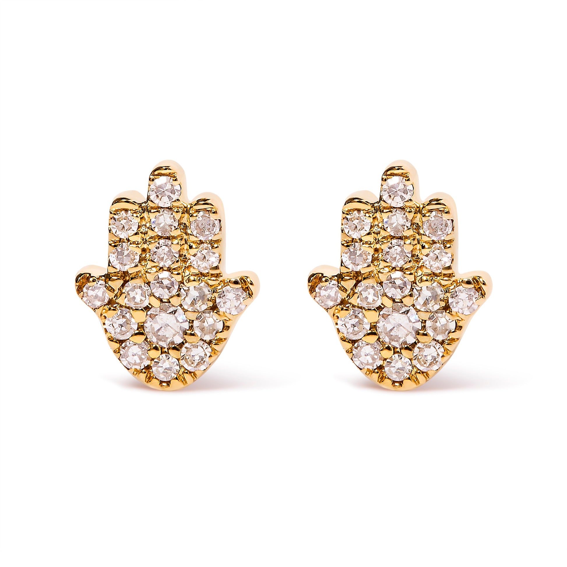 10K Yellow Gold Diamond Accented Hamsa Stud Earrings (H-I Color, I1-I2 Clarity) Bids.com