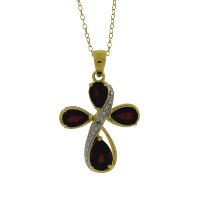 Garnet Diamond Cross Religious Pendant Sterling Silver Bids.com