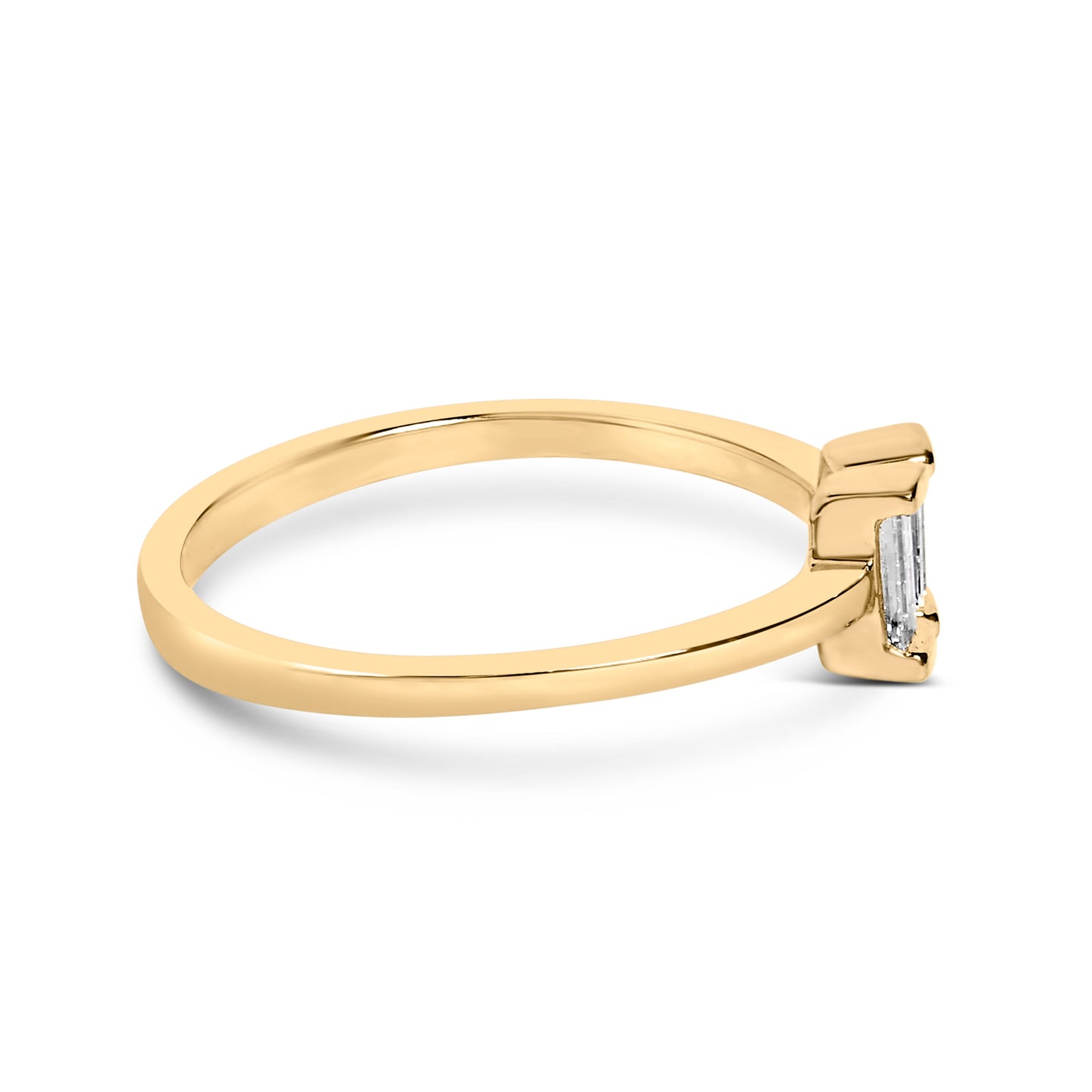 14K Yellow Gold Plated Sterling Silver 1/5 Cttw Baguette Diamond Open Band Ring Bids.com