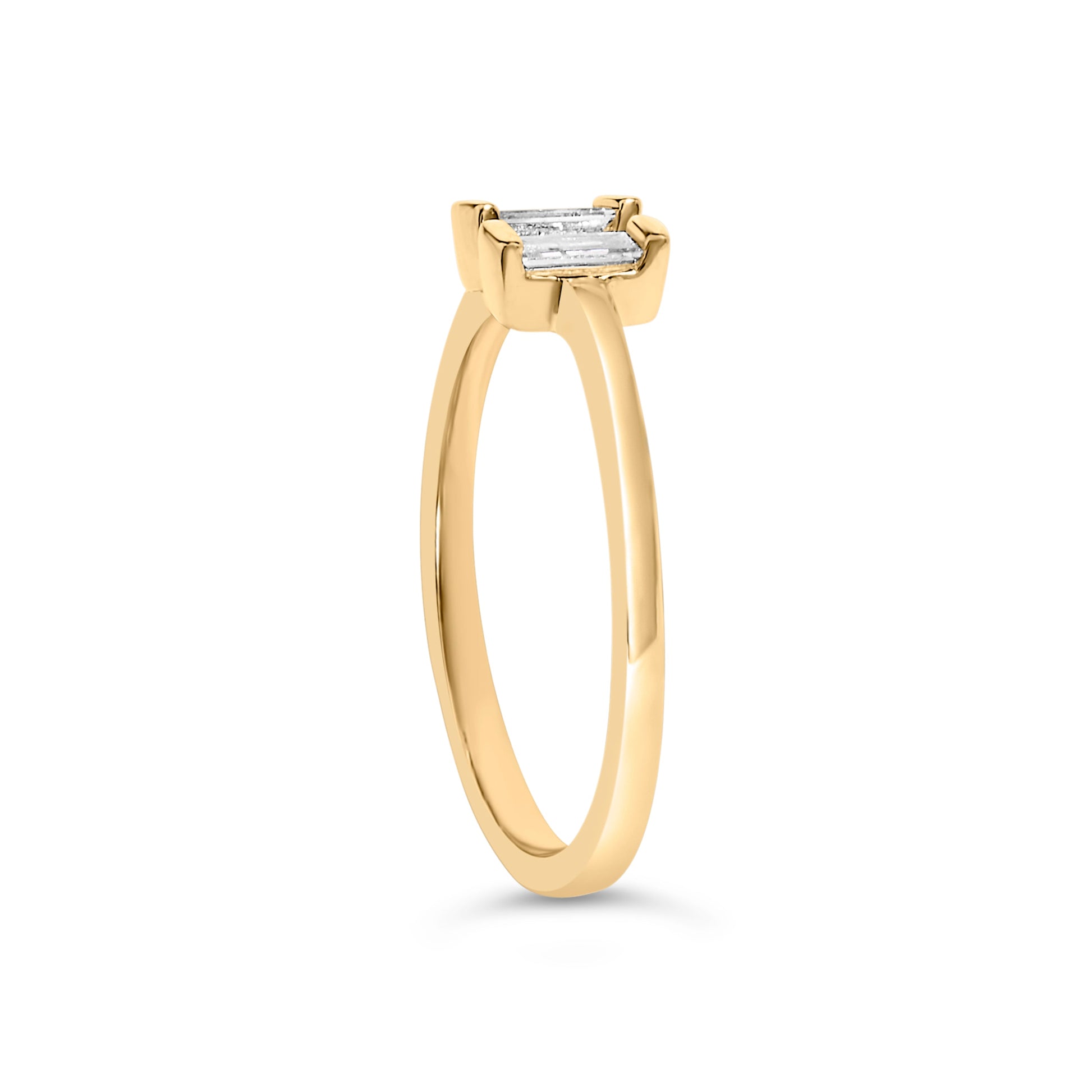 14K Yellow Gold Plated Sterling Silver 1/5 Cttw Baguette Diamond Open Band Ring Bids.com