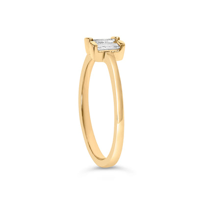 14K Yellow Gold Plated Sterling Silver 1/5 Cttw Baguette Diamond Open Band Ring Bids.com