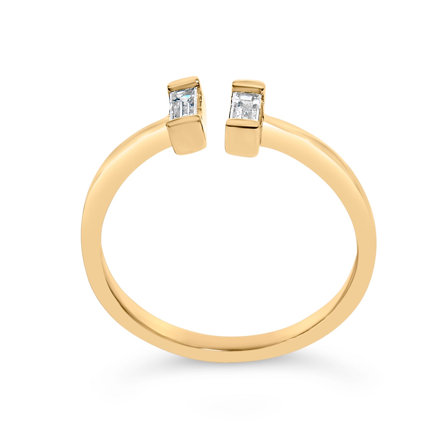 14K Yellow Gold Plated Sterling Silver 1/5 Cttw Baguette Diamond Open Band Ring Bids.com