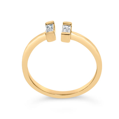 14K Yellow Gold Plated Sterling Silver 1/5 Cttw Baguette Diamond Open Band Ring Bids.com