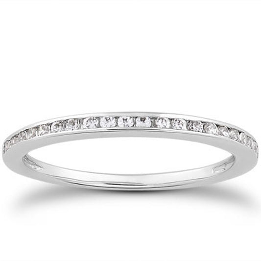 14k White Gold Slim Profile Diamond Channel Set Wedding Ring Band Bids.com