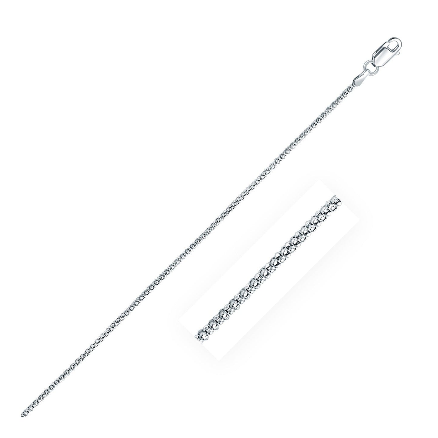 Rhodium Plated 1.8mm Sterling Silver Popcorn Style Chain Bids.com