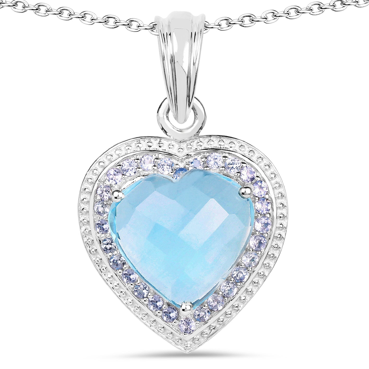 7.36 Carat Genuine Blue Topaz and Tanzanite .925 Sterling Silver Pendant Bids.com