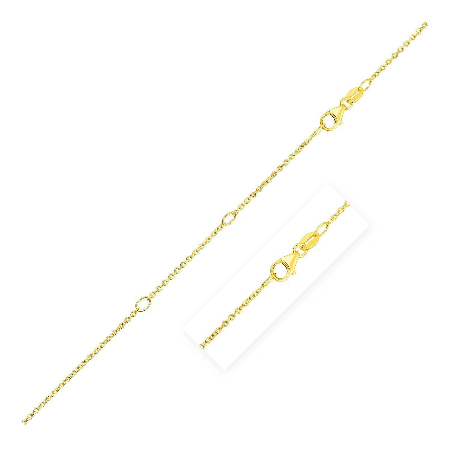 Double Extendable Cable Chain in 14k Yellow Gold (1.2mm) Bids.com