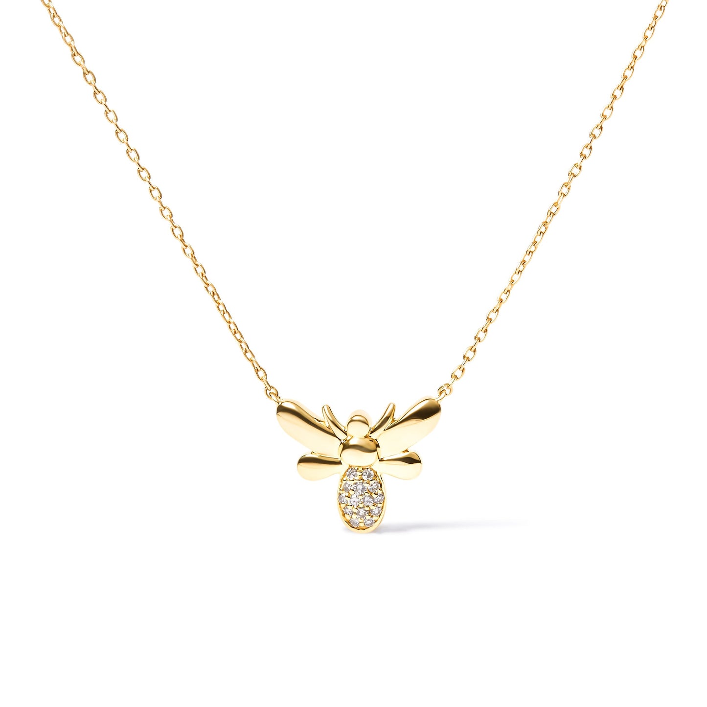 10K Yellow Gold Diamond Accented Bumble Bee Pendant 18" Inch Necklace (H-I Color, I1-I2 Clarity) Bids.com