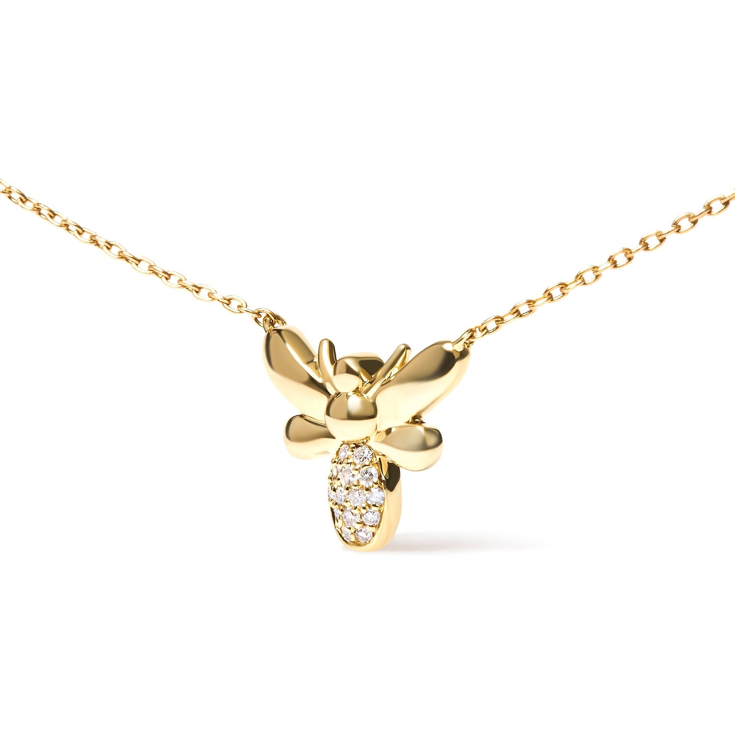 10K Yellow Gold Diamond Accented Bumble Bee Pendant 18" Inch Necklace (H-I Color, I1-I2 Clarity) Bids.com