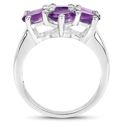 3.01 Carat Genuine  Amethyst .925 Sterling Silver Ring Bids.com