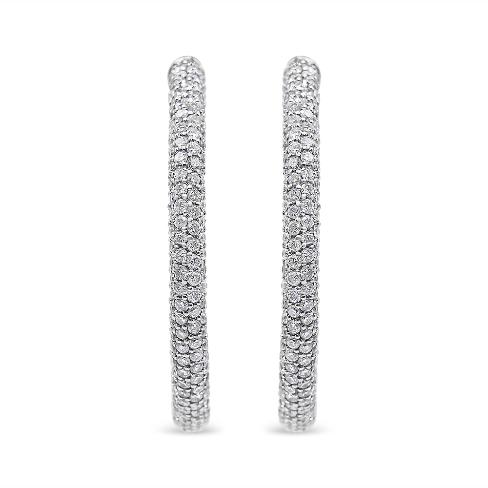 18K White Gold 2 1/3 Cttw Pave Set Diamond Semi Eternity Leverback Hoop Earrings (F-G Color, VS1-VS2 Clarity) Bids.com