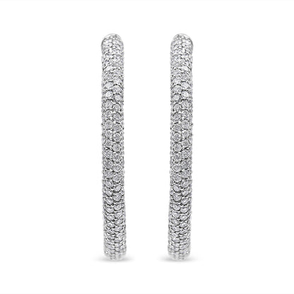 18K White Gold 2 1/3 Cttw Pave Set Diamond Semi Eternity Leverback Hoop Earrings (F-G Color, VS1-VS2 Clarity) Bids.com