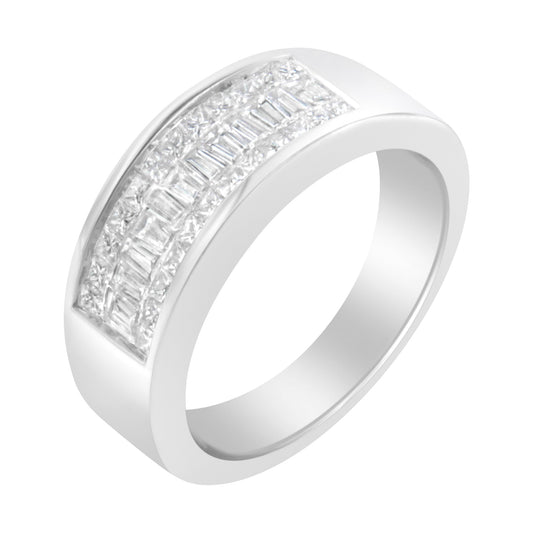 14K White Gold Princess and Baguette-cut Diamond Ring (1.0 Cttw, H-I Color, VS2-SI1 Clarity) - Size 6 Bids.com