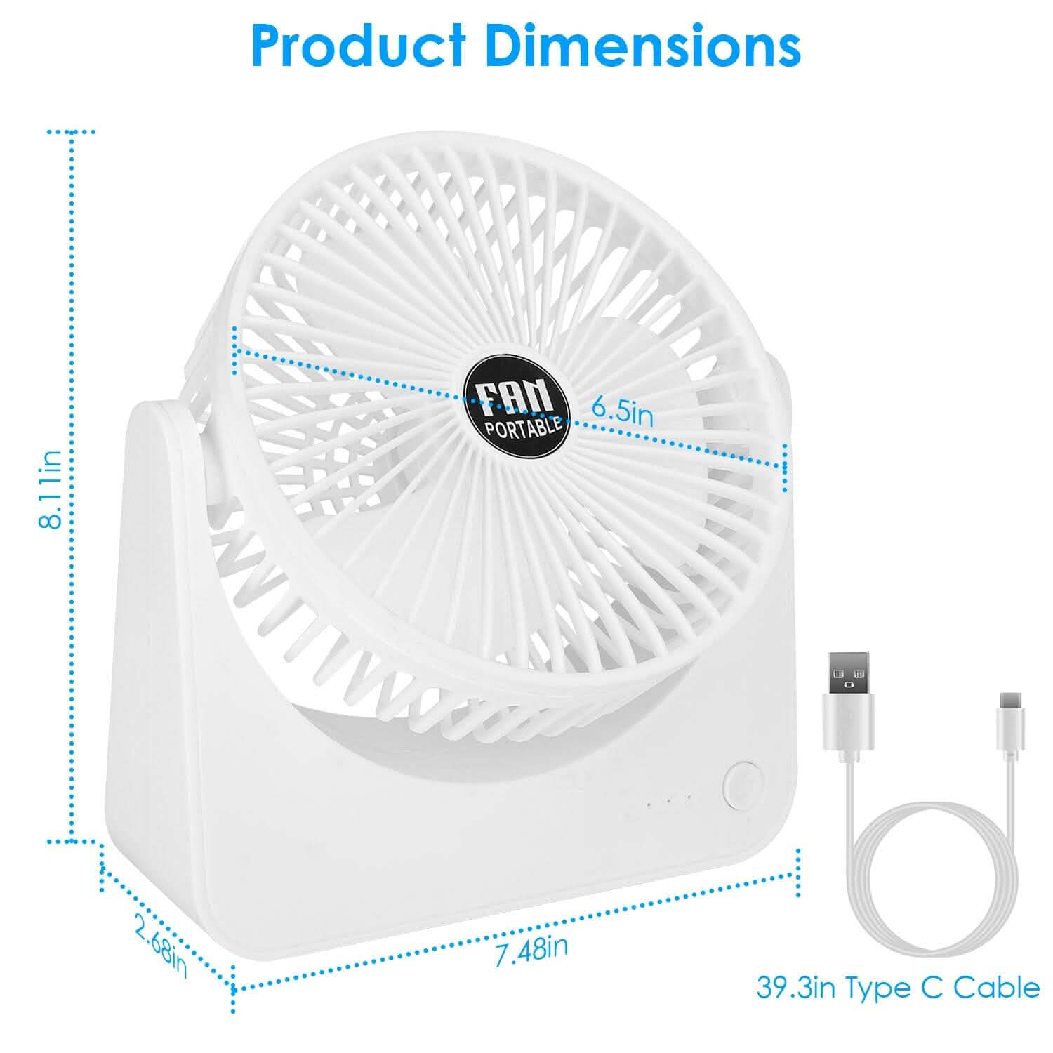 6.5" Desk Fan USB Powered 3 Speeds DailySale