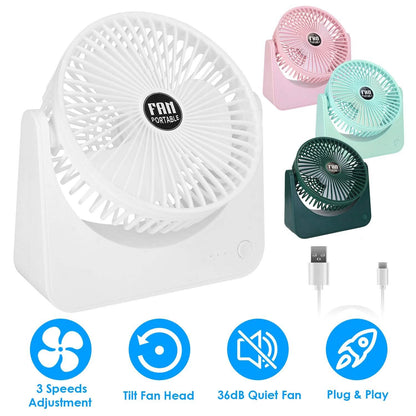 6.5" Desk Fan USB Powered 3 Speeds DailySale
