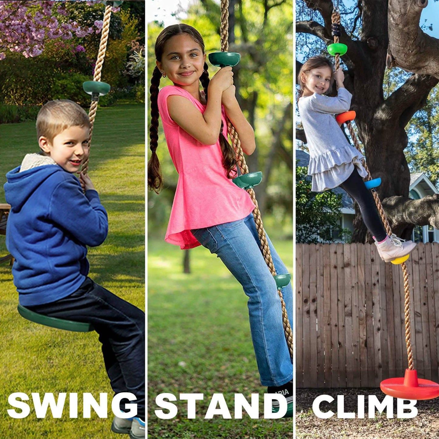 6.5 Ft. Climbing Rope Swing Disc Swing Seat for Kids DailySale