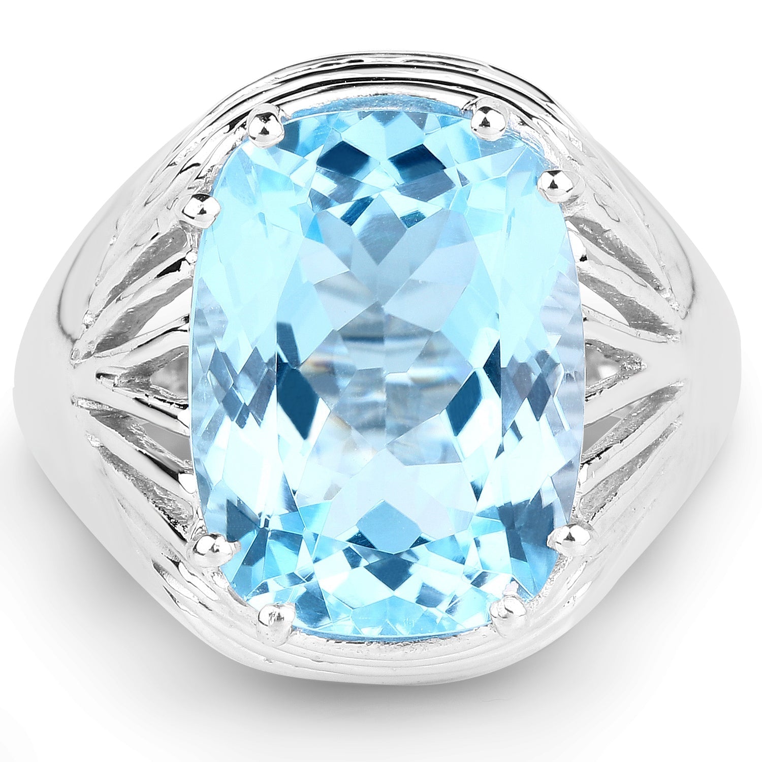 12.10 Carat Genuine Blue Topaz .925 Sterling Silver Ring Bids.com