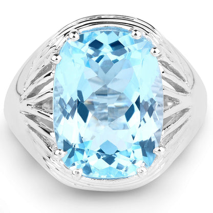 12.10 Carat Genuine Blue Topaz .925 Sterling Silver Ring Bids.com