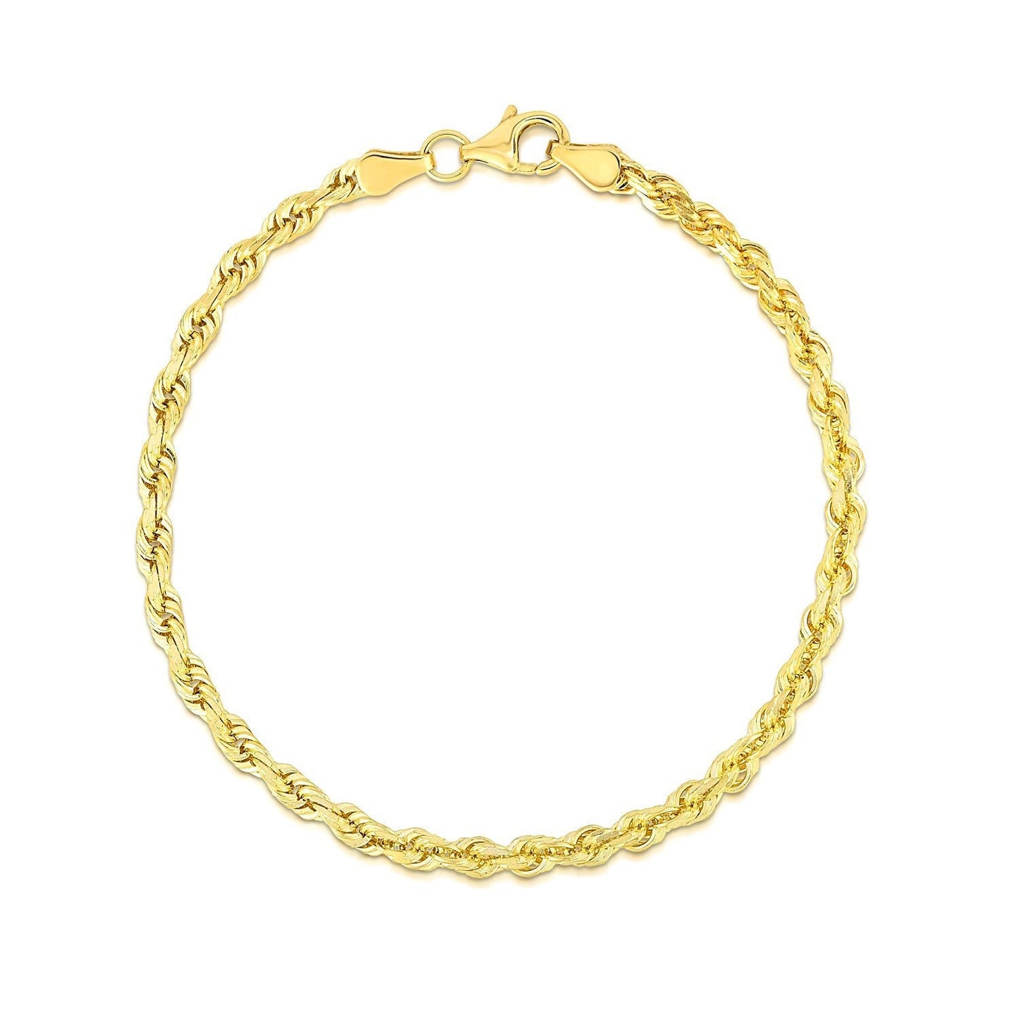 4.0mm 10k Yellow Gold Solid Diamond Cut Rope Bracelet Bids.com