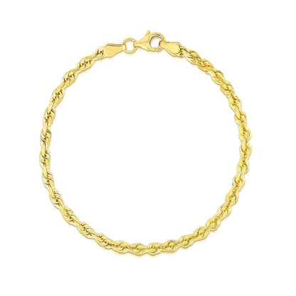 4.0mm 10k Yellow Gold Solid Diamond Cut Rope Bracelet Bids.com