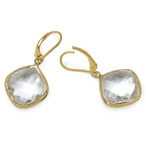 14K Yellow Gold Plated 23.86 Carat Genuine Crystal Quartz Sterling Silver Earrings Bids.com