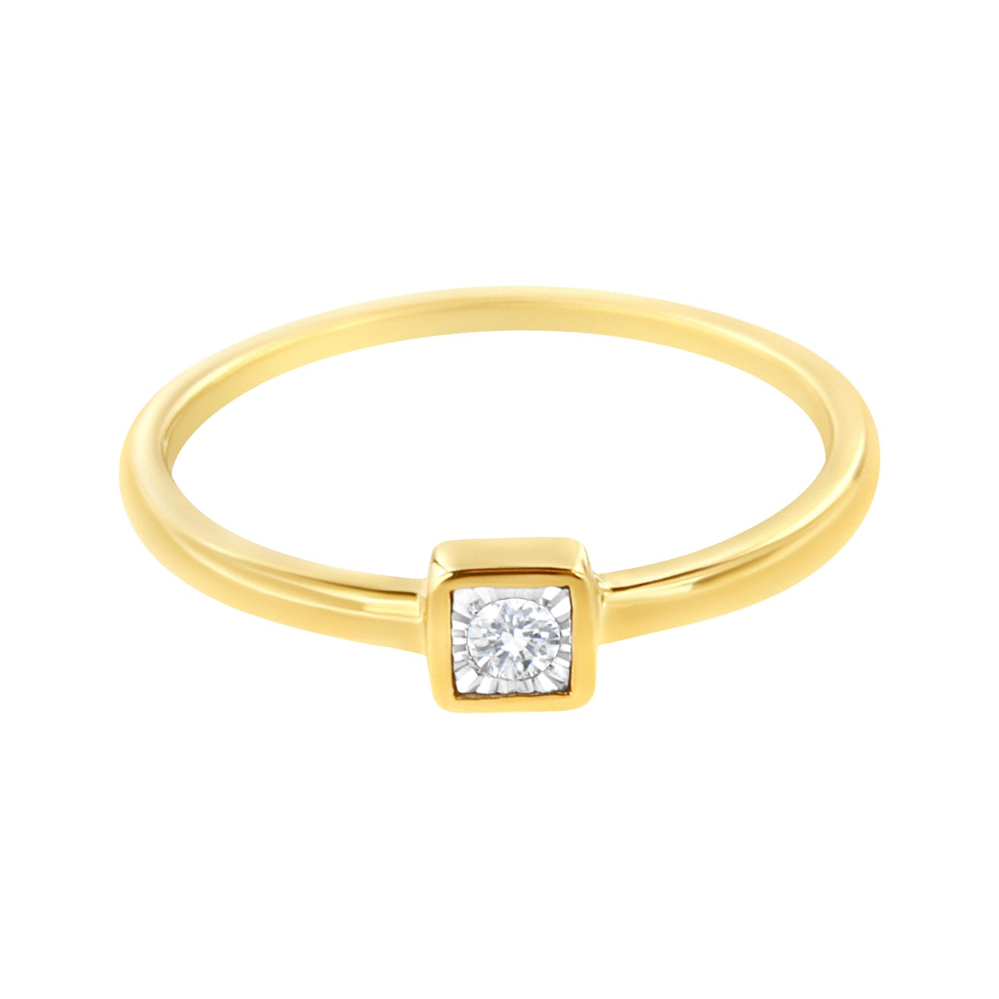 14K Yellow Gold Plated .925 Sterling Silver 1/20 cttw Miracle Set Diamond Promise Ring (J-K Color, I1-I2 Clarity) - Size 6 Bids.com