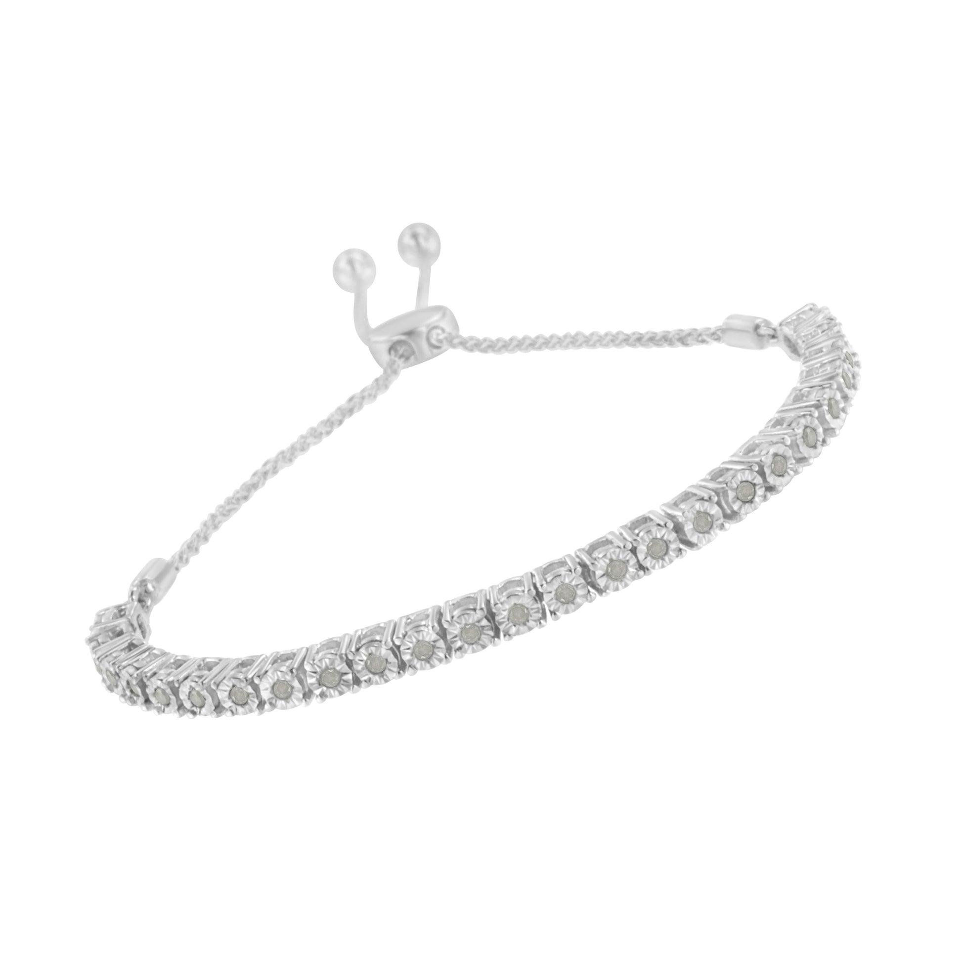 10K Yellow Gold over .925 Sterling Silver 1/4 Cttw Miracle-Set Diamond 4â€-10â€ Adjustable Bolo Tennis Bracelet (I-J Color, I3 Clarity) Bids.com