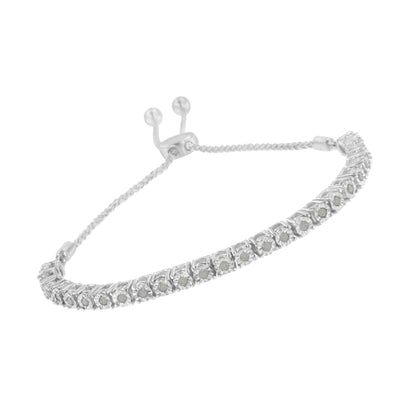 10K Yellow Gold over .925 Sterling Silver 1/4 Cttw Miracle-Set Diamond 4â€-10â€ Adjustable Bolo Tennis Bracelet (I-J Color, I3 Clarity) Bids.com