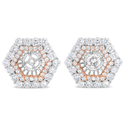 14K Rose and White Gold 1 7/8 Cttw Round Diamond Double Halo Earring Jacket for 6mm Round Studs (G-H Color, VS2-SI1 Clarity) Bids.com