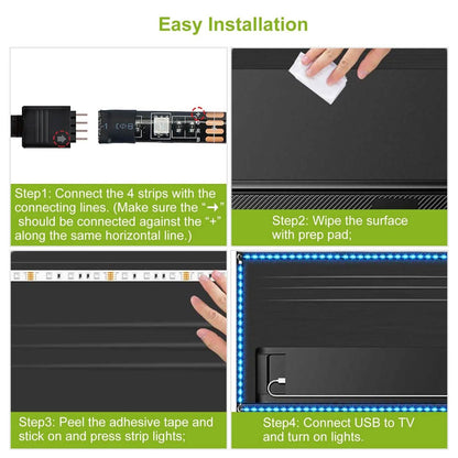 6.56ft TV LED Backlight RGB Strip Light USB Monitor Lighting DailySale
