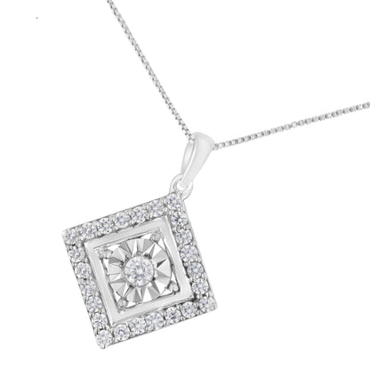 10KT White Gold 1/2 cttw Diamond Square Pendant Necklace (I-J Color, I2-I3 Clarity) Bids.com