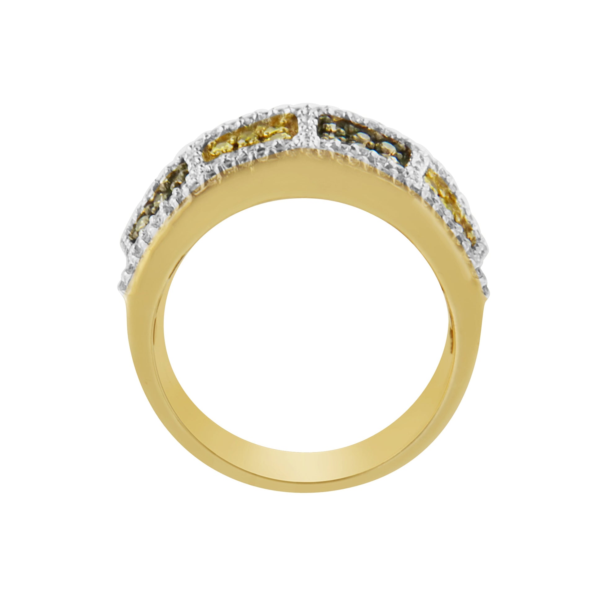 14KT Yellow Gold Champagne, Yellow and Round Diamond Band Ring (1 1/2 cttw, H-I Color, I1-I2 Clarity) Bids.com