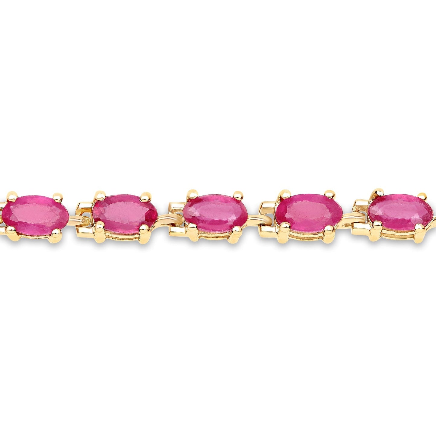 14K Yellow Gold Plated 7.00 Carat Glass Filled Ruby .925 Sterling Silver Bracelet Bids.com