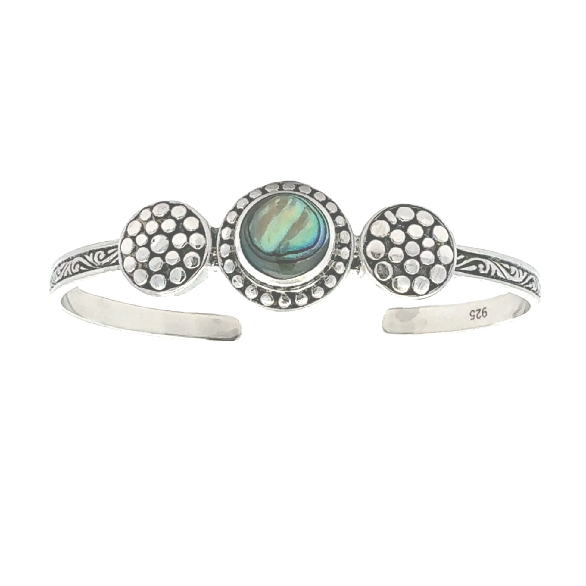 Genuine Abalone Bangle Bracelet Sterling Silver Bids.com