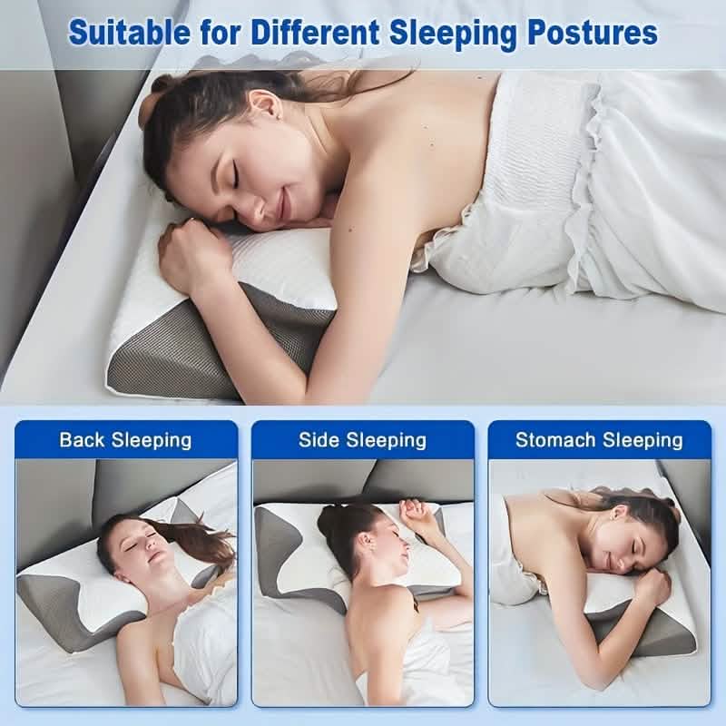 Ergonomic Memory Foam Neck Pillow – Slow Rebound, Back & Side Sleeper DailySale