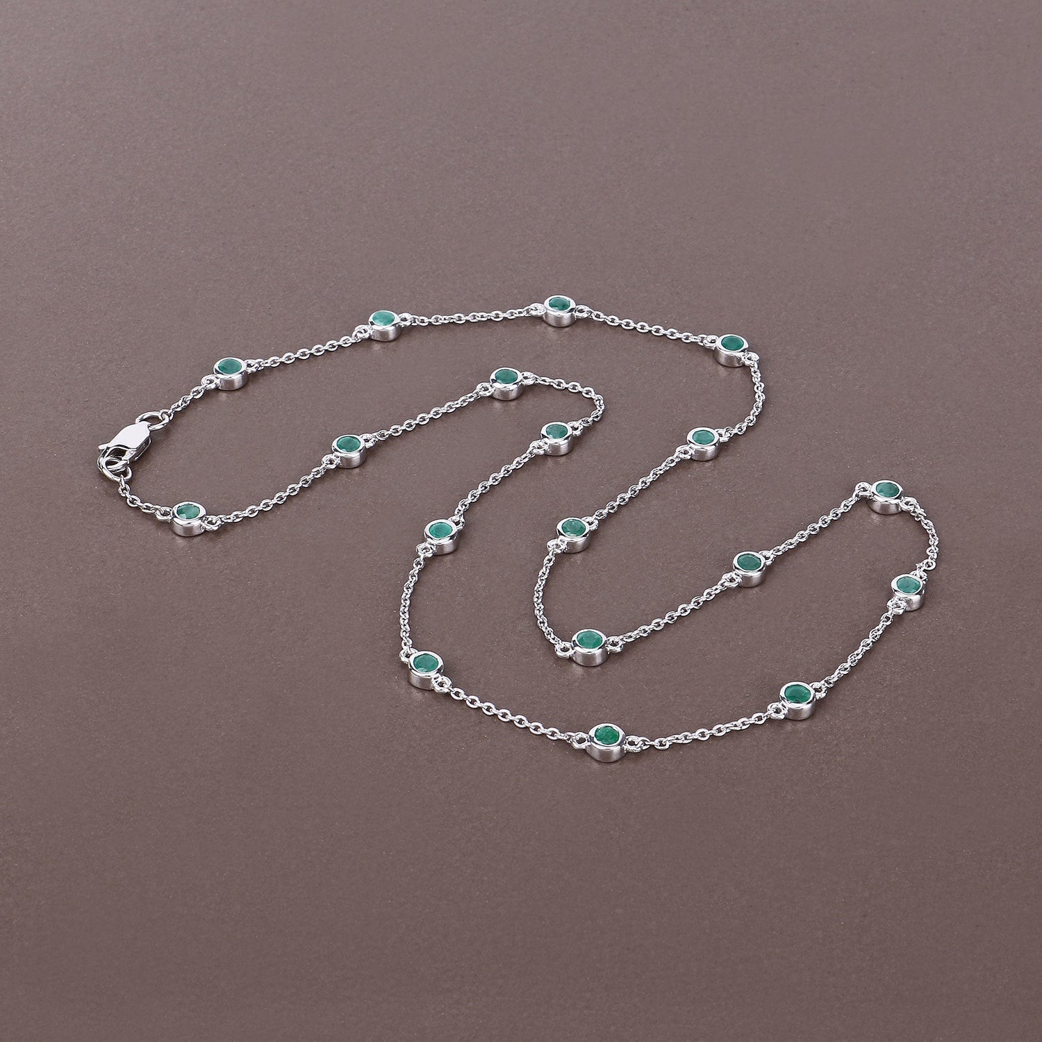 1.80 Carat Genuine Emerald .925 Sterling Silver Necklace Bids.com