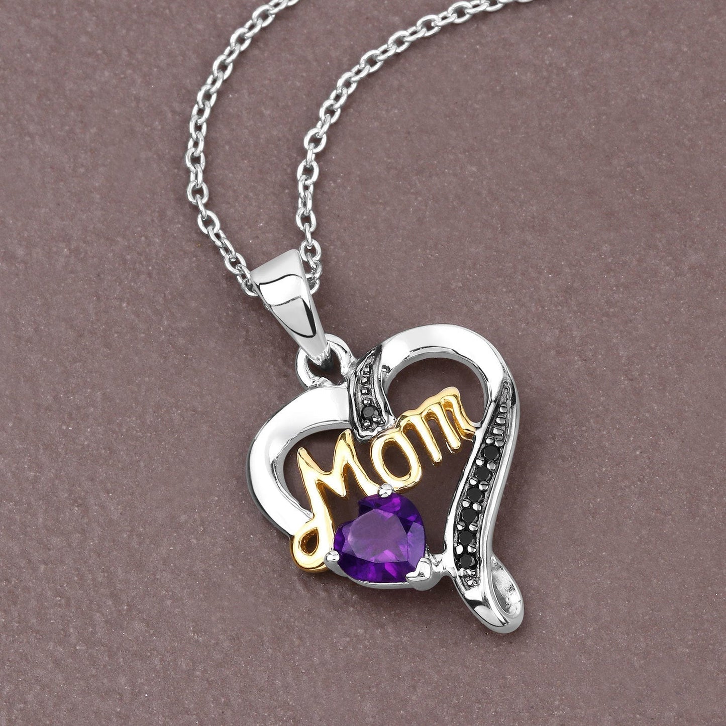 0.48 Carat Genuine Amethyst and Black Spinel .925 Sterling Silver Pendant Bids.com
