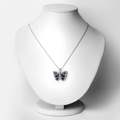 1.67 Carat Genuine Blue Sapphire and White Zircon .925 Sterling Silver Pendant Bids.com