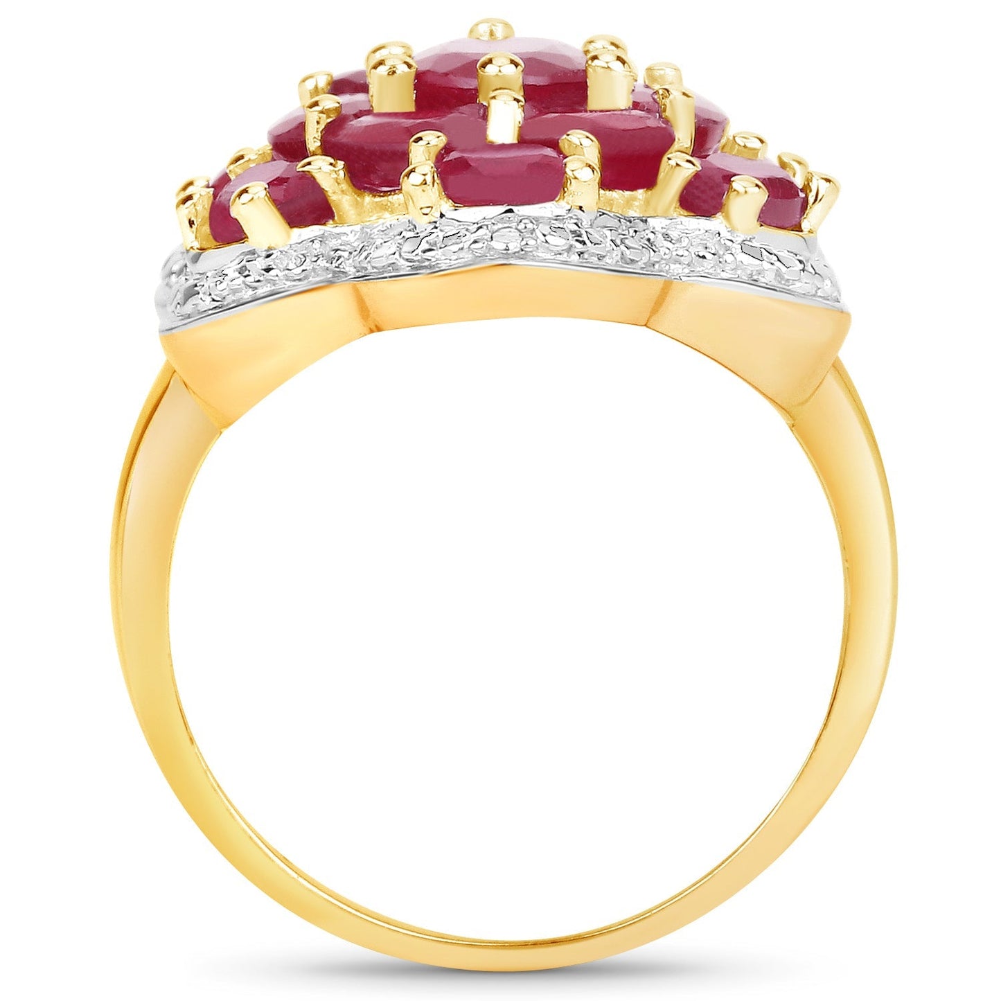 14K Yellow Gold Plated 4.18 Carat Genuine Glass Filled Ruby .925 Sterling Silver Ring Bids.com