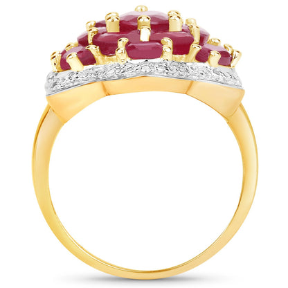 14K Yellow Gold Plated 4.18 Carat Genuine Glass Filled Ruby .925 Sterling Silver Ring Bids.com