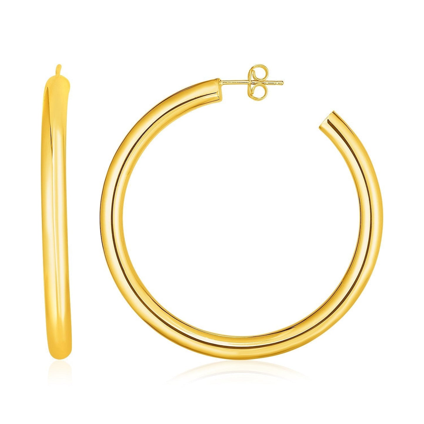 14k Yellow Gold Polished Hoop Earrings Bids.com