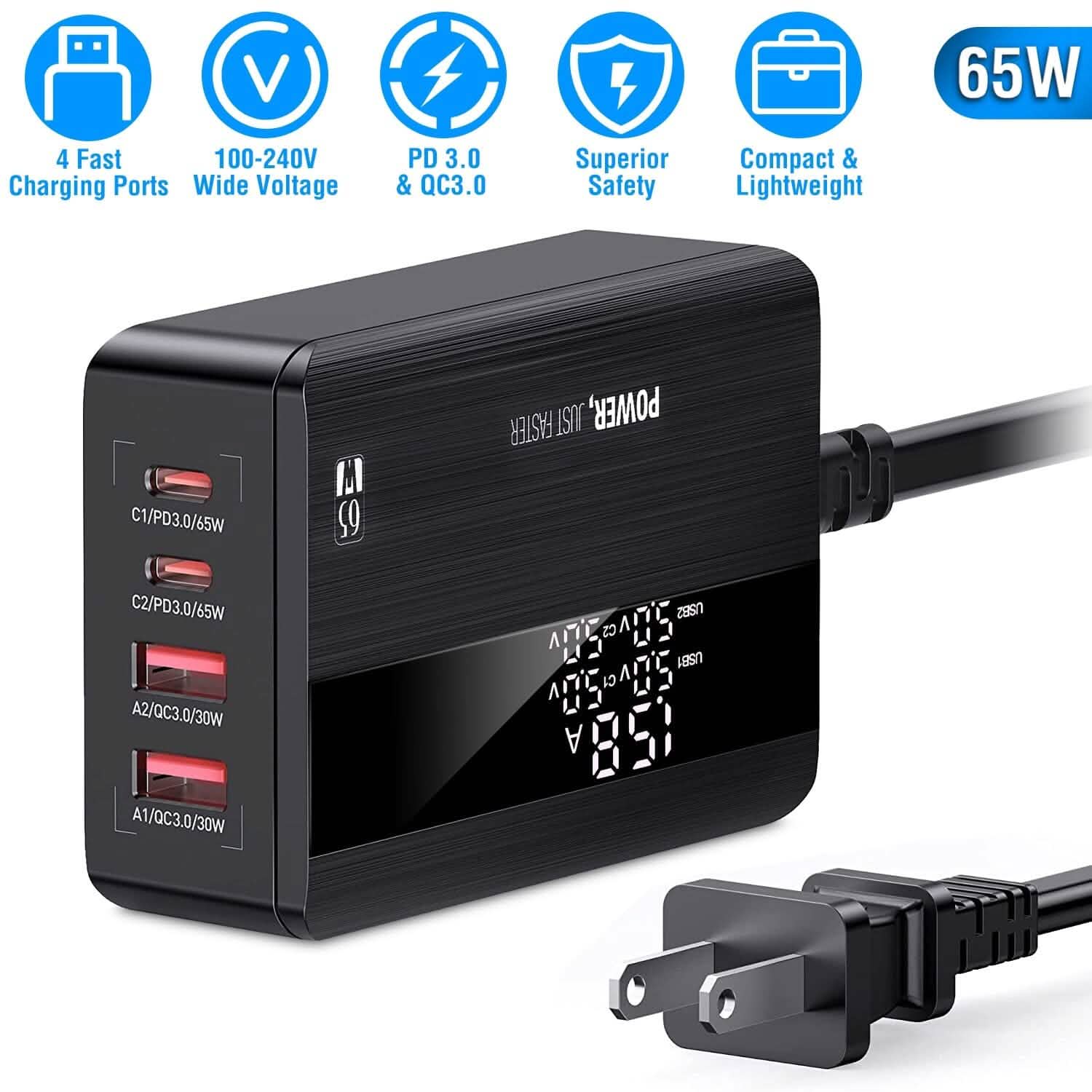 65W 4 USB Port Fast Wall Charger DailySale