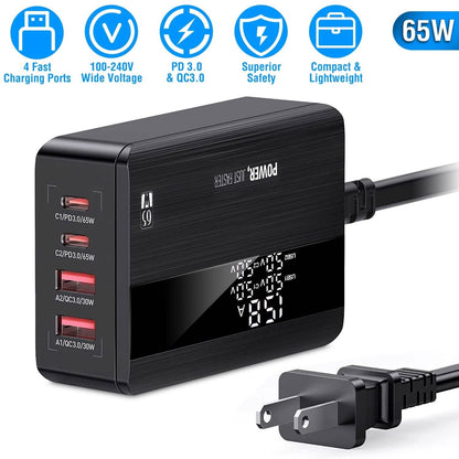 65W 4 USB Port Fast Wall Charger DailySale
